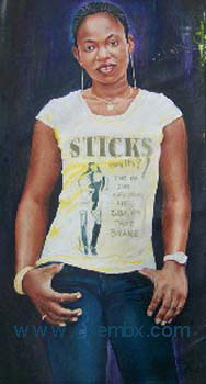 booked-painted-portrait-of-a-legend-lady-oil color on canvas-by-artist-chembx-uche